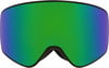 Skibrille mit reflektierender grüner Linse und schwarzem Rahmen.
