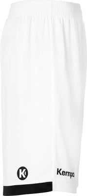 Weiße Shorts mit schwarzem Saum und Kempa-Logo. Weiße Shorts mit schwarzem Saum und Kempa-Logo.