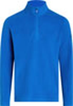 Blaues Herren-Langarmshirt mit Reißverschluss am Kragen.