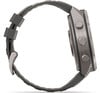 Seitenansicht einer dunkelgrauen Smartwatch mit seitlichen Tasten.