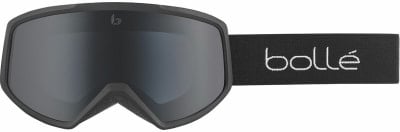 Schwarze Bolle Skibrille mit dunkler Spiegellinse und Logo. Schwarze Bolle Skibrille mit dunkler Spiegellinse und Logo.