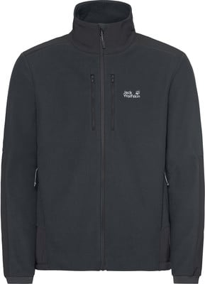 Herren dunkelgraue Fleecejacke von Jack Wolfskin mit hohem Kragen und zwei Taschen. Herren dunkelgraue Fleecejacke von Jack Wolfskin mit hohem Kragen und zwei Taschen.