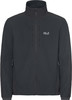 Herren dunkelgraue Fleecejacke von Jack Wolfskin mit hohem Kragen und zwei Taschen.