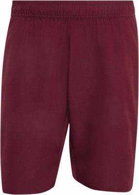 Dunkelweinrote Herrenshorts mit elastischem Bund und feiner Rippung.