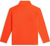 Ein orangefarbener Pullover mit langen Ärmeln und einem Stehkragen mit Reißverschluss.