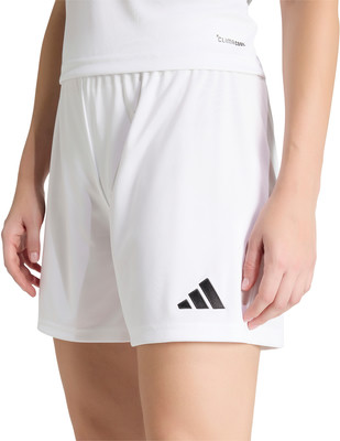 Weiße Adidas Sporthose mit schwarzem Logo an der Seite. Weiße Adidas Sporthose mit schwarzem Logo an der Seite.