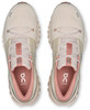 Damen-Laufschuhe ON Running Cloud X in Beige mit rosa Details.