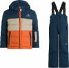 Kinder-Winterjacke und Latzhose von McKinley in Blau, Beige und Orange.