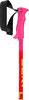 Ein pinker Skistock mit schwarzer Schlaufe und rotem Schaft.