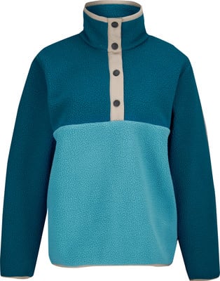 Blau-türkise Fleecejacke mit beige Knopfleiste. Blau-türkise Fleecejacke mit beige Knopfleiste.