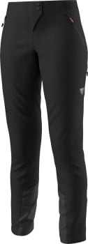 Schwarze Outdoorhose mit rosa Details und Logo.
