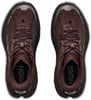 Oberansicht eines Paares burgunderroter Hoka-Laufschuhe mit Schnellverschluss.