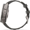 Detail der Seitenansicht einer Smartwatch mit Tasten und Armband.