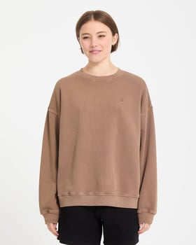 Damen-Sweatshirt in Braun mit Rundhalsausschnitt und dezentem Logo.