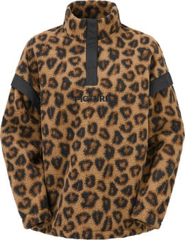 Braune Fleecejacke mit Leopardenmuster und schwarzem Picture-Logo.