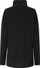 Schwarzer Pullover mit hohem Kragen und goldenem Detail am Rücken.