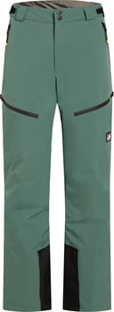Grüne Outdoor-Hose mit Reißverschlüssen und schwarzen Einsätzen an den Beinen.