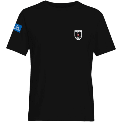 Schwarzes T-Shirt mit OFB-Logo und UNIQY auf dem Ärmel.