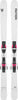 Weiße Faction-Ski mit pinker Bindung und Logo.