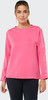 Damen-Pullover in Rosa mit langen Ärmeln und Rundhalsausschnitt.