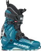 Blauer Skischuh SCARPA F1 GT mit Schnallen und RECCO-Logo.