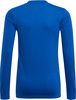 Blaues Langarmshirt aus strukturiertem Stoff, von hinten gezeigt.