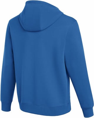 Blauer Herren-Kapuzenpullover, Rückansicht.