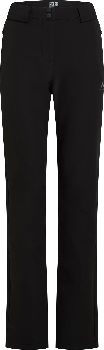 Schwarze Damenhose mit zwei Knöpfen am Bund.