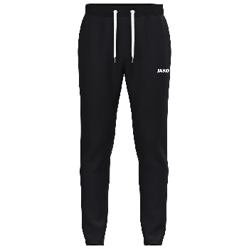 Schwarze Jogginghose mit weißem Kordelzug und JAKO-Logo.