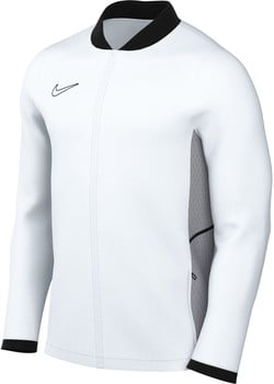 Bílá pánská bunda Nike s černým límcem a logem.