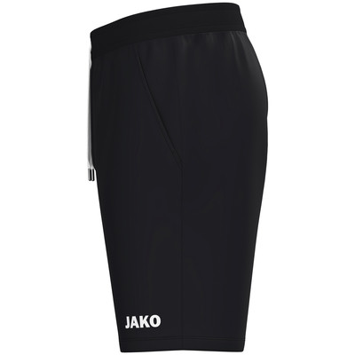 Schwarze Herrenshorts mit weißem JAKO-Logo an der Seite.