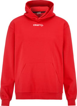 Roter Kapuzenpullover mit Craft-Logo auf der Brust und Kängurutasche.