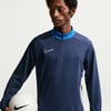 Ein Mann hält einen Fußball und trägt ein dunkelblaues Nike-Oberteil.