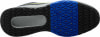 Schuhsohle mit schwarzem und blauem Muster und grauem Streifen.