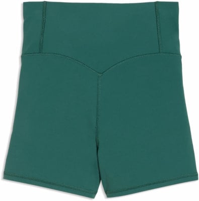 Grüne kurze Leggings mit hohem Bund und geformtem Bund.