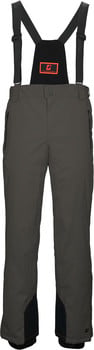 Dunkelgraue Skihose mit Latz und schwarzen Hosenträgern.
