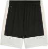 Schwarze Shorts mit weißen Seitenstreifen und perforiertem Saum.