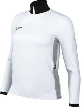 Weißes Sweatshirt mit schwarzem Kragen und grauen Seitenpaneelen.