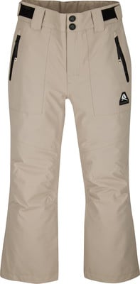 Beige Skihose mit schwarzen Reißverschlüssen und Logo am rechten Bein. Beige Skihose mit schwarzen Reißverschlüssen und Logo am rechten Bein.