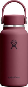Eine weinrote Hydro Flask Flasche mit Henkel und Logo.
