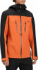 Herren-Jacke in Orange und Schwarz mit Kapuze und wasserdichten Reißverschlüssen.