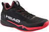Schwarze HEAD Tennisschuhe mit roten Akzenten und HEAD-Schriftzug.