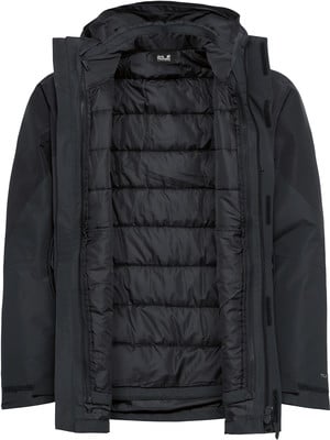 Schwarze Herrenjacke mit offenem Reißverschluss und gestepptem Futter. Schwarze Herrenjacke mit offenem Reißverschluss und gestepptem Futter.
