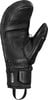 Schwarzer Lederhandschuh mit Nähten und verstellbarem Handgelenkband.