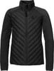 Schwarze Steppjacke mit schmalen Ärmeln und hohem Kragen.