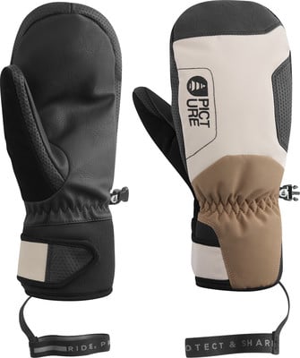 Skihandschuhe von Picture in Schwarz und Beige, mit Tragegurten. Skihandschuhe von Picture in Schwarz und Beige, mit Tragegurten.