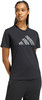 Schwarzes Adidas T-Shirt für Damen mit Leopardenmuster auf dem Logo.
