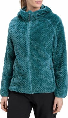 Dunkelblaue Damen-Fleecejacke mit Reißverschluss und Kapuze. Dunkelblaue Damen-Fleecejacke mit Reißverschluss und Kapuze.