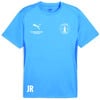 Blaues T-Shirt mit Logos von Puma, Intersport und Sternstein Juniors, mit Initialen JR.