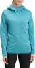 Damen-Türkis-Steppjacke mit Kapuze und durchgehendem Reißverschluss.